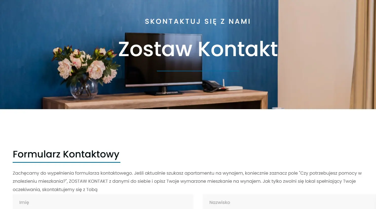 Obrazek pokazuje nagłówek strony Zostaw Kontakt